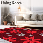 Bold Red Poinsettia Snowflake Shower Rug