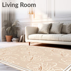 Sandy Beige Floral Outline Rug