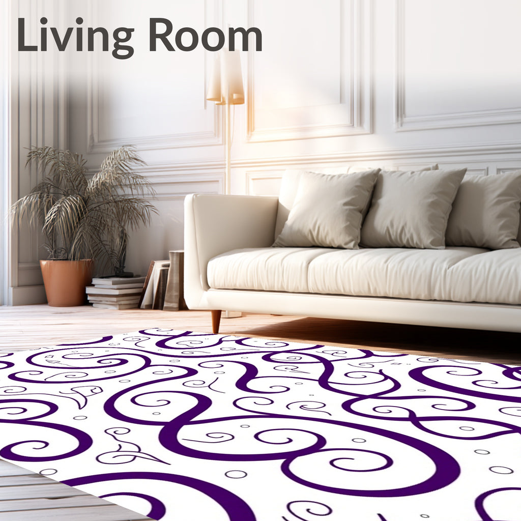Vibrant Purple Swirl Vines Rug