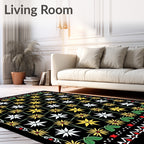 Black Garden Floral Vine Medallion Rug