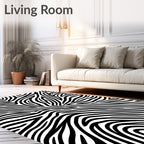 Bold Black White Zebra Lines Rug