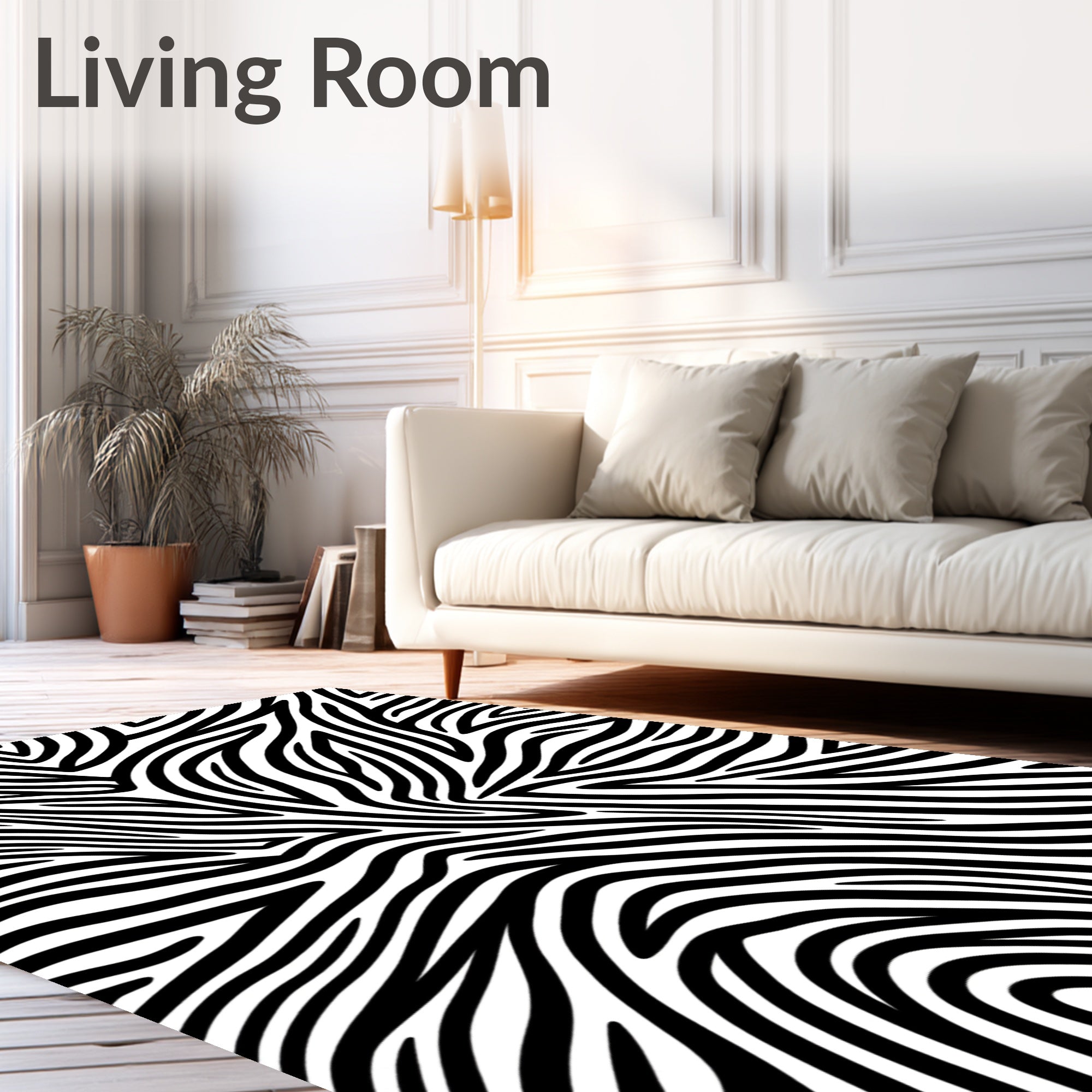 Bold Black White Zebra Lines Rug