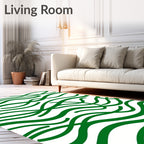 Verdant Wavy Swirls Abstract Rug
