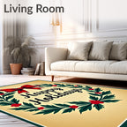 Crimson Bow Holly Wreath Rug