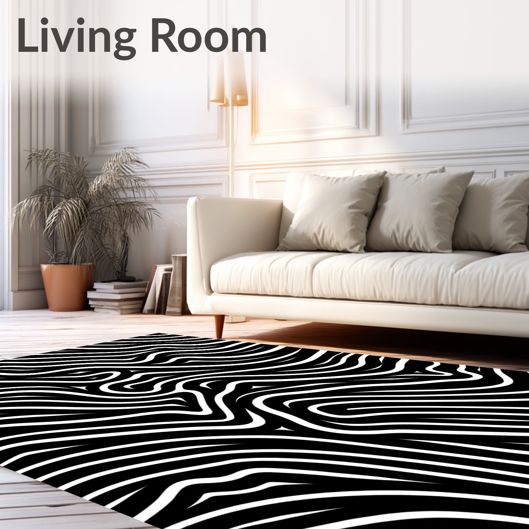 Black White Zebra Stripe Abstract Rug
