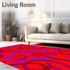 Crimson Swirls Abstract Ribbon Rug