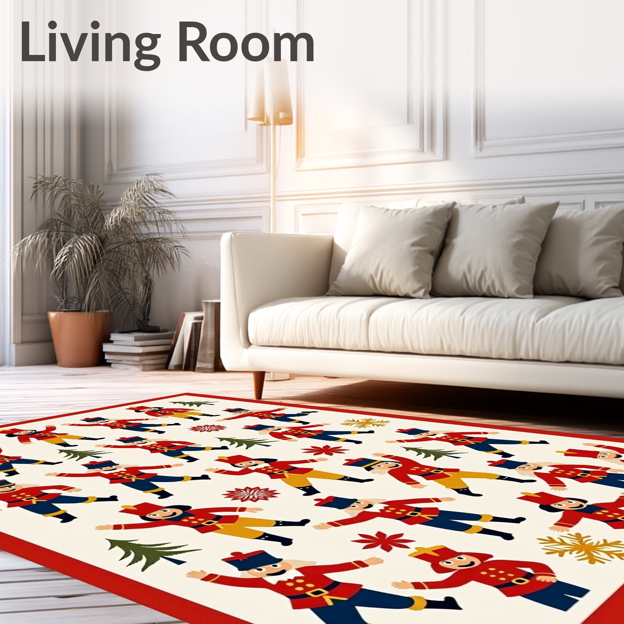 Nutcracker Soldier Red Blue Yellow Garland Rug