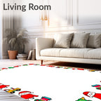 Whimsical Christmas Characters Train Border Rug