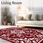 Crimson White Floral Medallion Accents Rug