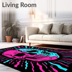 Neon Pink Cyan Skull Burst Rug