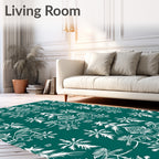 Emerald White Botanical Lace Repeating Rug