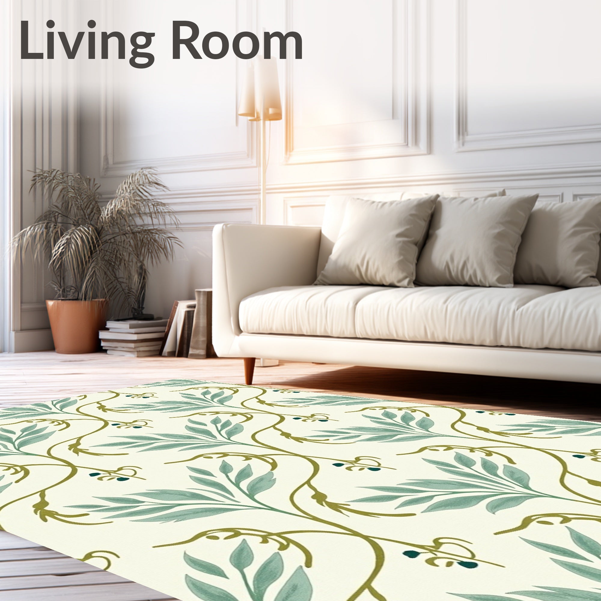 Sage Green Vine Botanical Rug