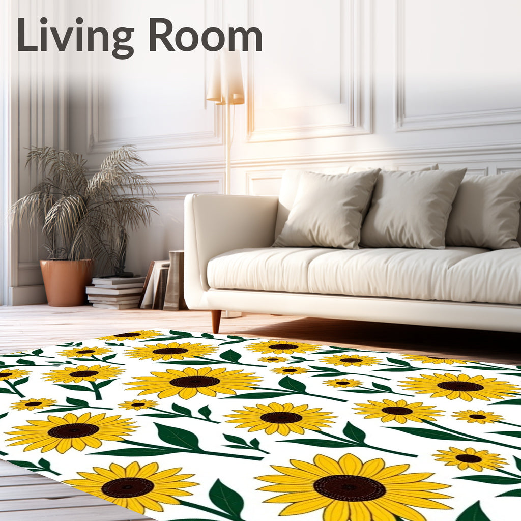 Golden Yellow Sunflower Garden Rug
