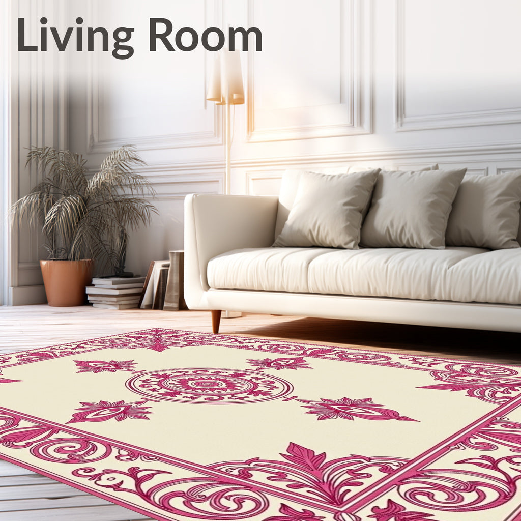 Crimson Ornate Floral Medallion Rug