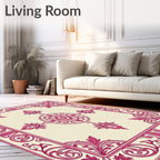 Crimson Ornate Floral Medallion Rug