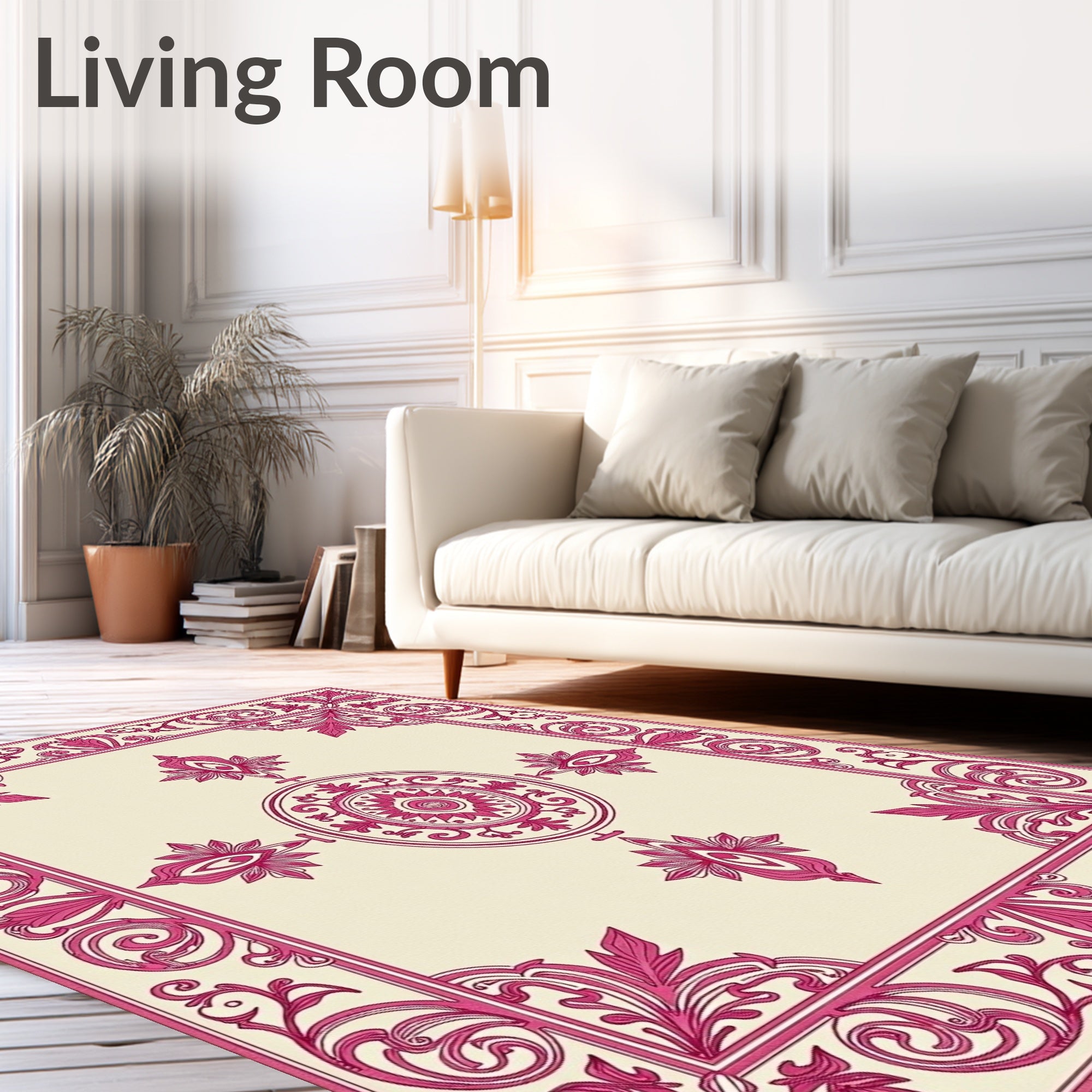 Crimson Ornate Floral Medallion Rug