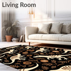 Beige Dinosaurs And Brown Foliage Rug