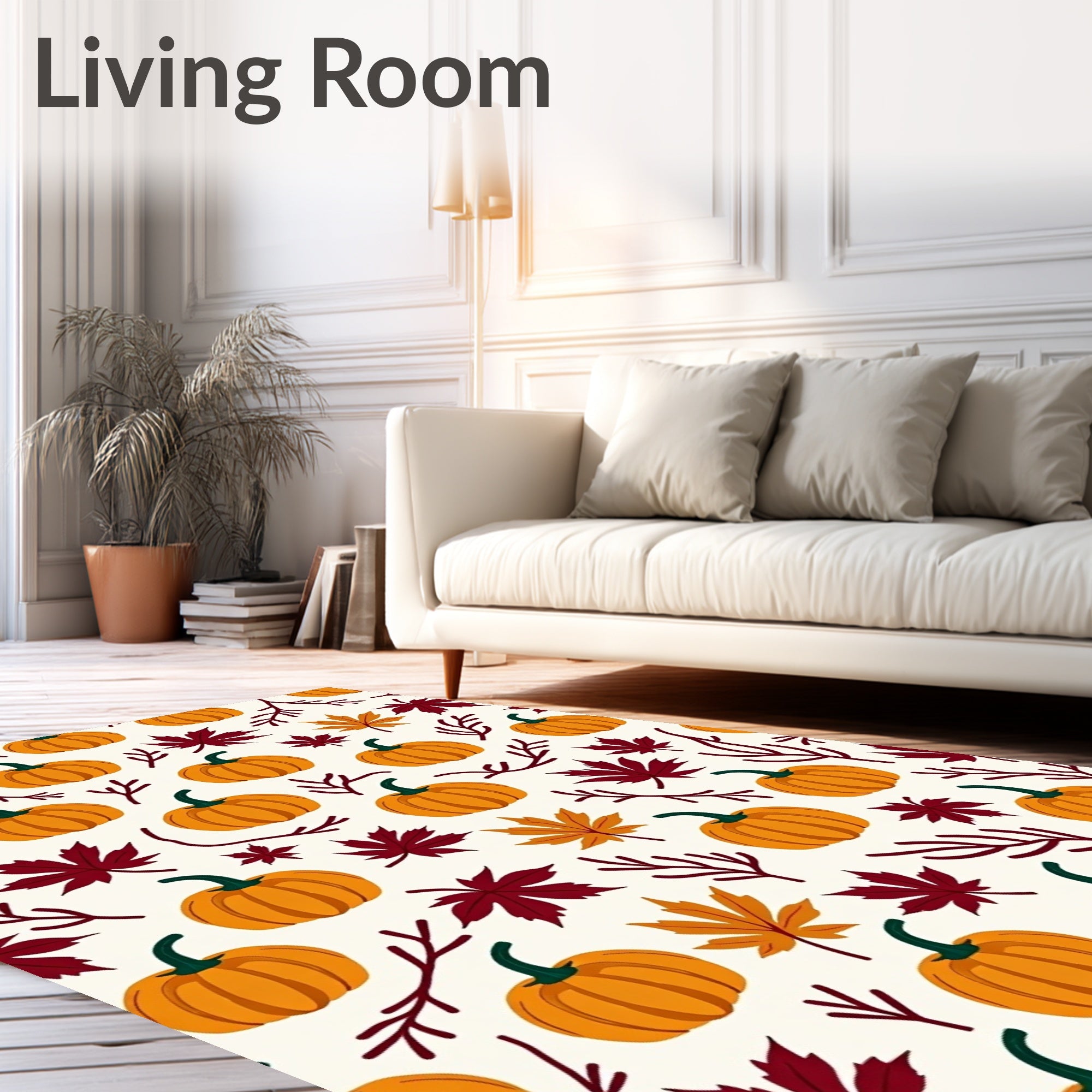 Autumn Pumpkin Maple Leaf Scatter Rug