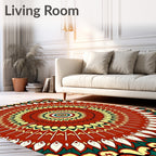 Radiant Crimson Swirl Mandala Rug