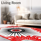 Bold Sunburst Radiance Red Black Rug