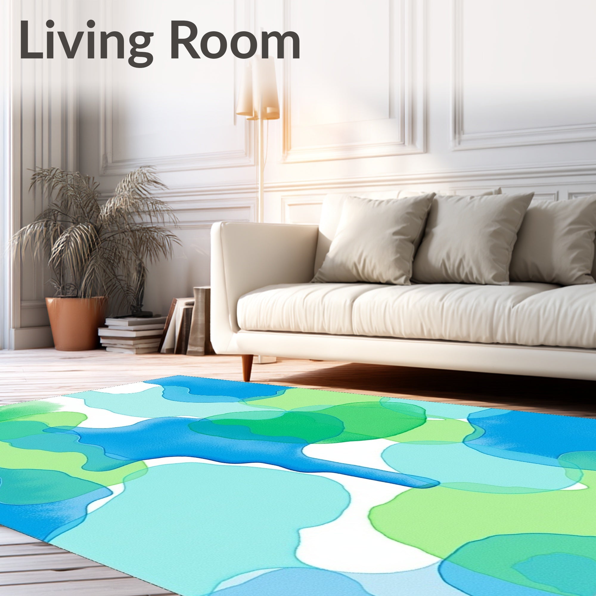 Oceanic Blue Green Abstraction Flow Rug