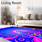Vibrant Pink Starry Rainbow Swirl Rug
