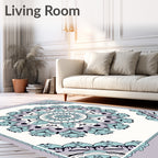 Seafoam Lavender Mandala Square Rug