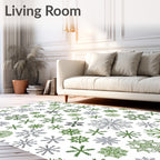 Green Silver Snowflake Array Rug