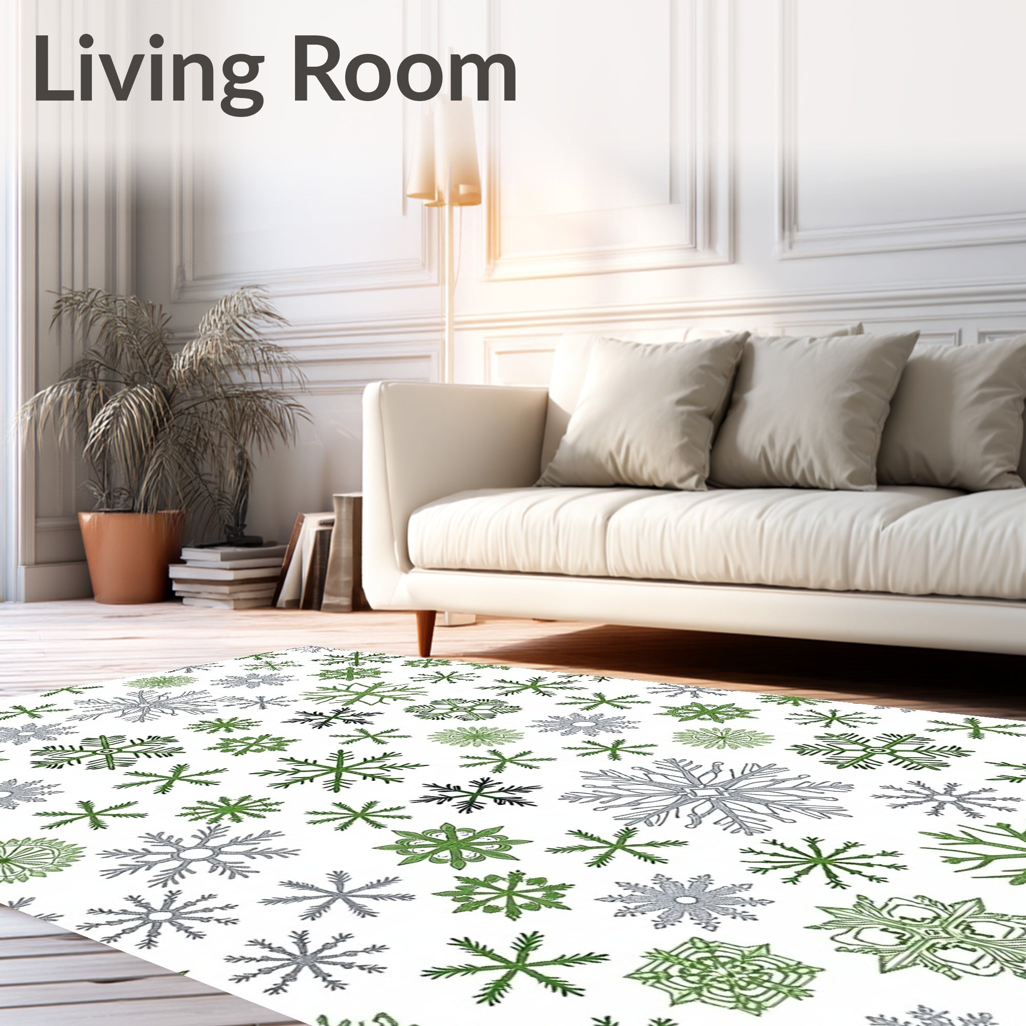Green Silver Snowflake Array Rug