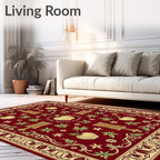 Gilded Crimson Apple Floral Border Rug