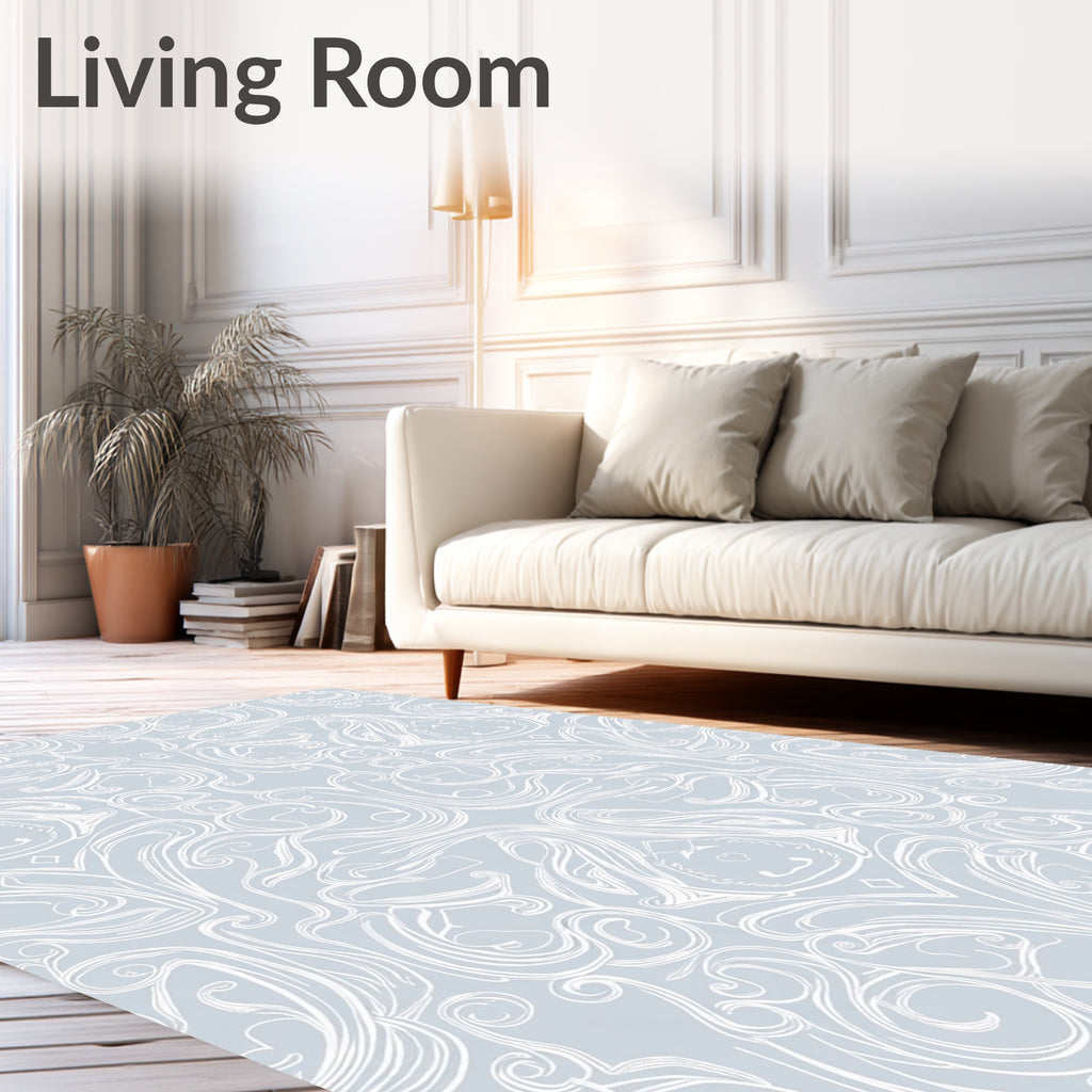 Pale Blue Art Nouveau Swirl Rug