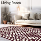 Deep Red Lattice Border Rug
