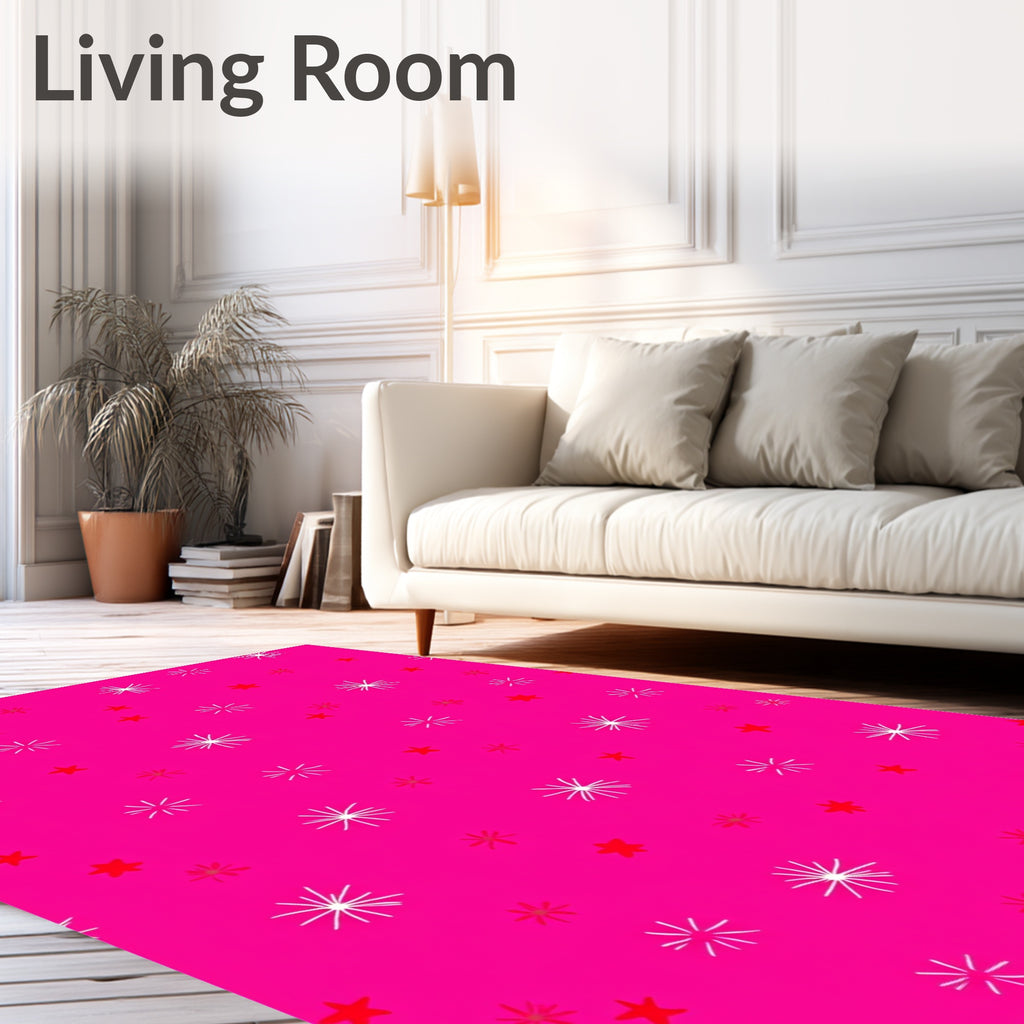 Hot Pink Starburst And Star Scatter Rug