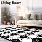 Bold Black Interlocking Diamond Geometric Rug