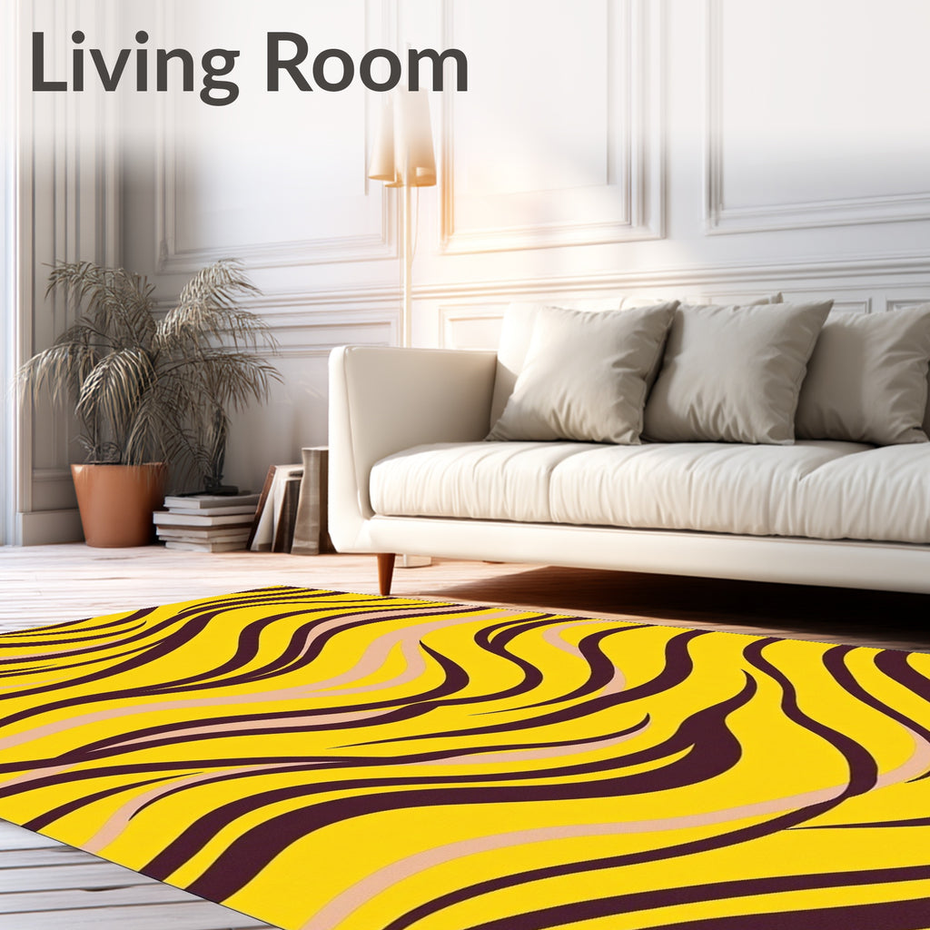 Golden Wavy Stripe Interplay Rug