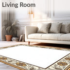 Golden Floral Scroll Border Rug