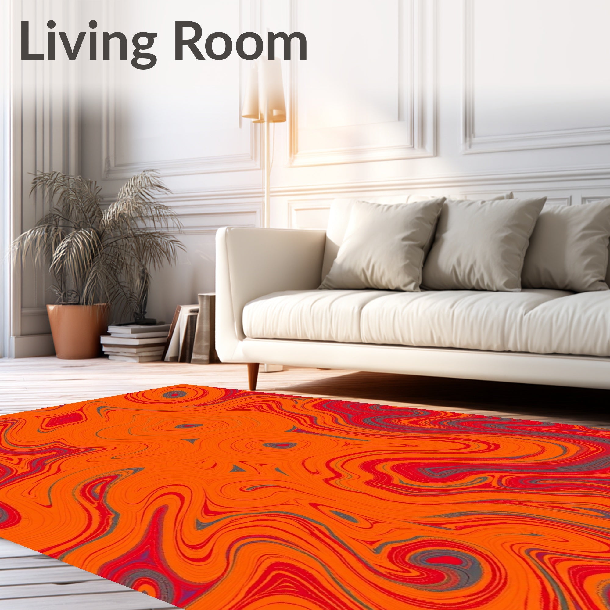 Vibrant Orange Red Swirl Agate Rug