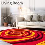 Crimson Yellow Swirling Vortex Rug