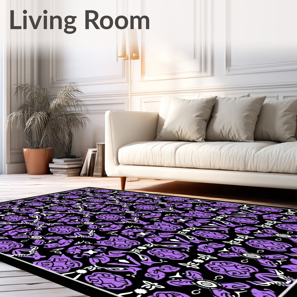 Rich Purple Abstract Symmetry Rug