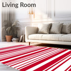 Bold Red White Horizontal Stripe Rug