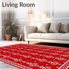 Crimson White Folk Scandi Medallion Rug