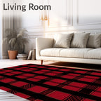Classic Red Black Plaid Tartan Rug