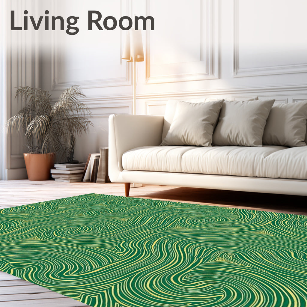 Emerald Swirl Triangles Abstract Texture Rug