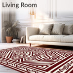 Crimson Ivory Geometric Labyrinth Rug