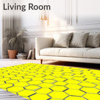 Bright Yellow Honeycomb Geometric Rug