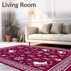 Crimson White Winter Sleigh Forest Rug