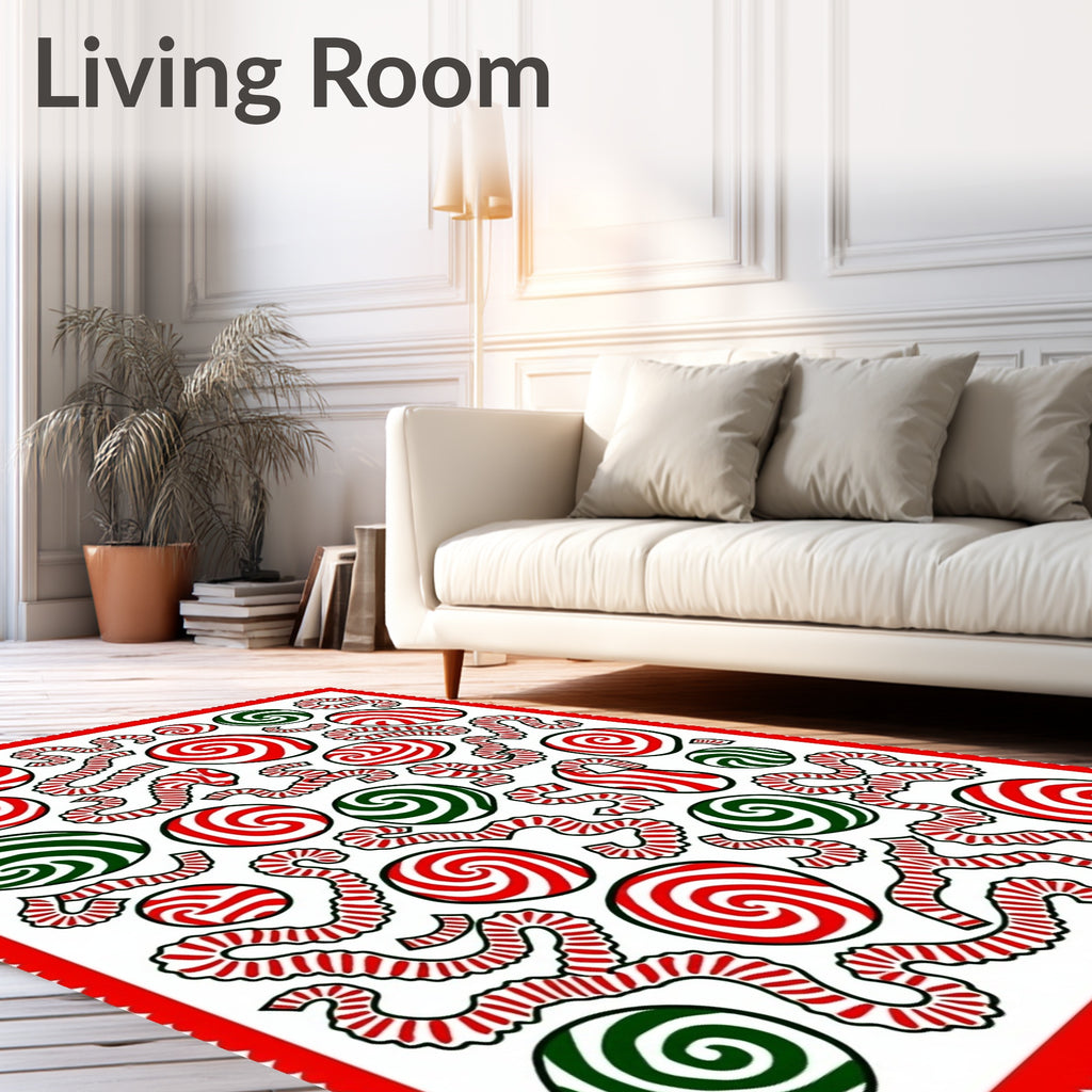 Red Green Swirl Candy Celebration Rug