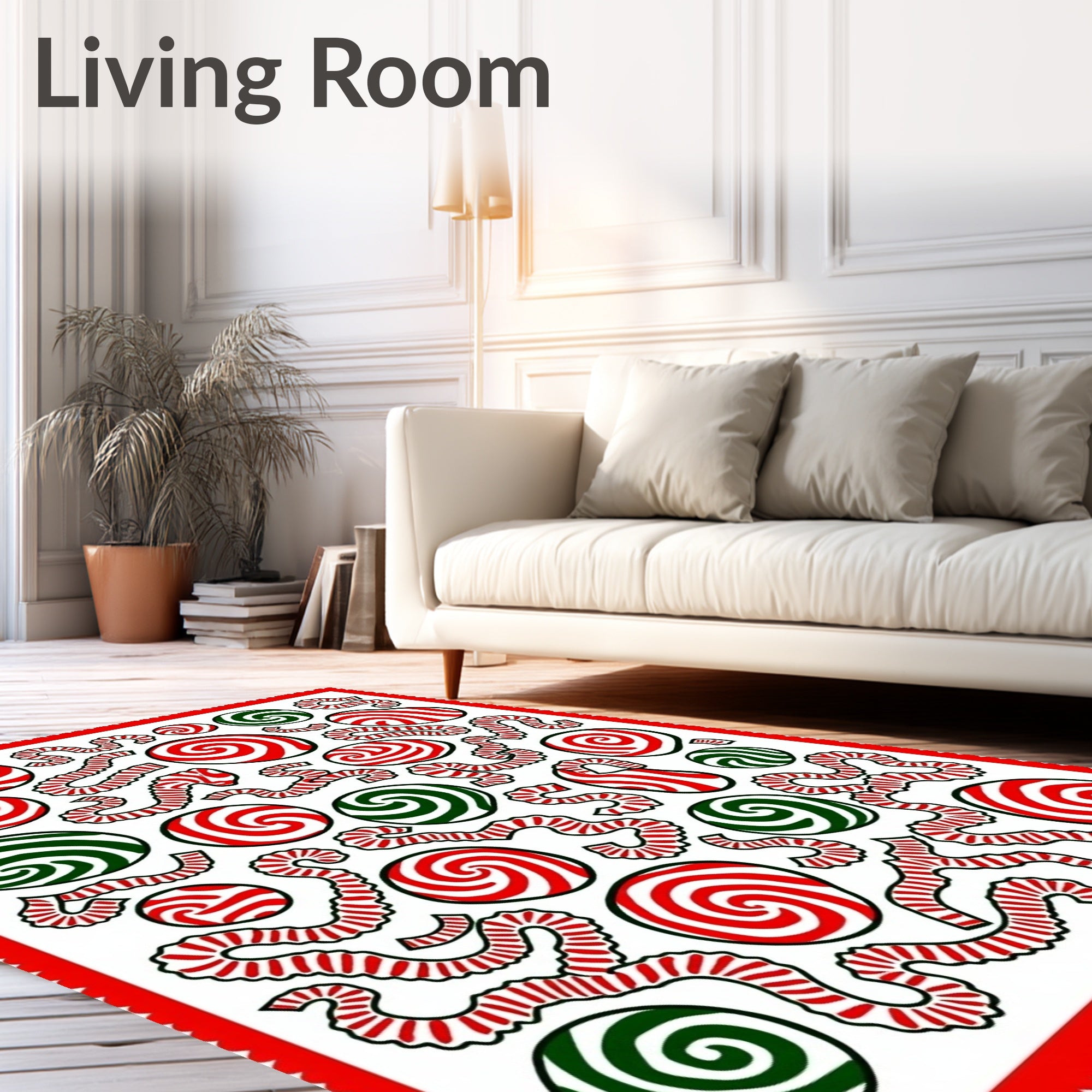 Red Green Swirl Candy Celebration Rug