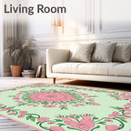 Pink Blossom Garden Medallion Rug
