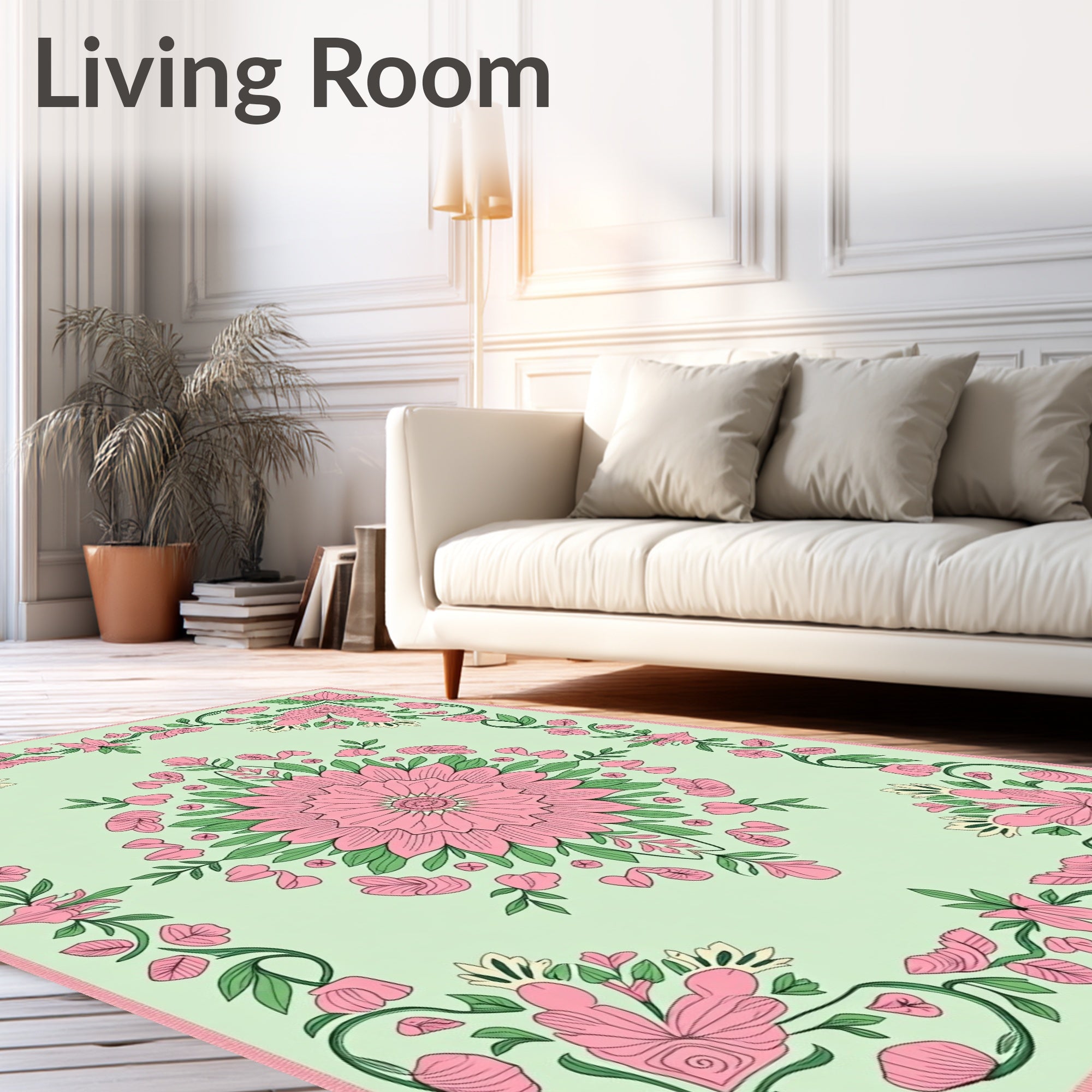 Pink Blossom Garden Medallion Rug